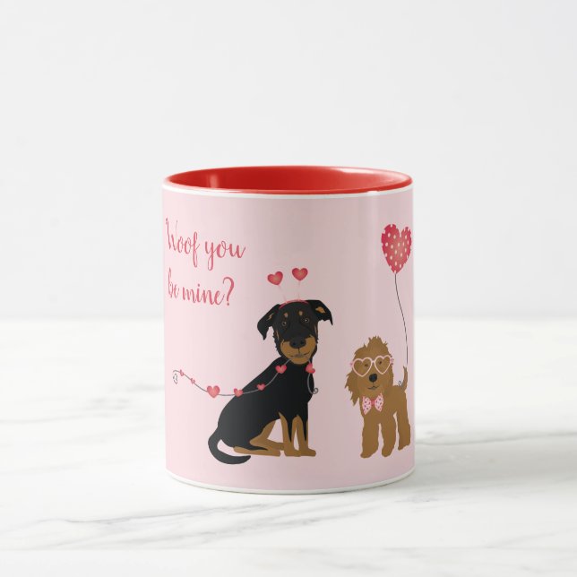 Mug Woof You Be Mine Valentine Dogs (Centre)