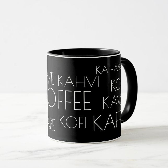 Mug Word COFFEE dans plusieurs langues Cool (Devant droit)