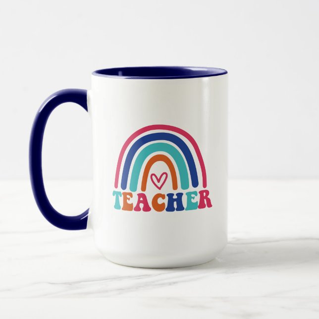 Mug Wordart arc-en-ciel enseignant (Gauche)
