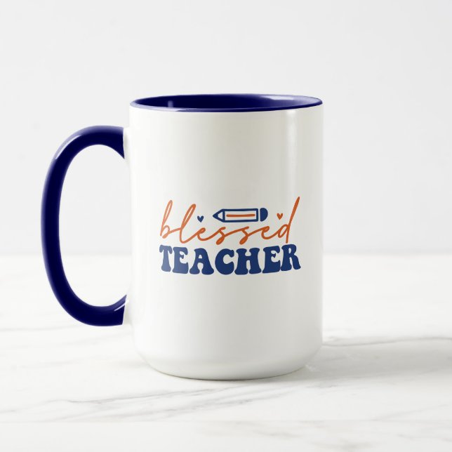 Mug Wordart Prof Enseignant Bienheureux (Gauche)