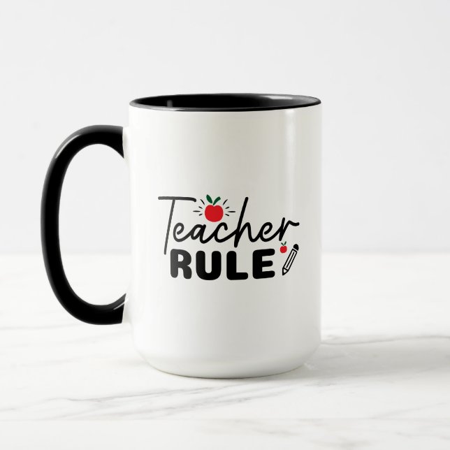 Mug Wordart Règle Enseignant (Gauche)