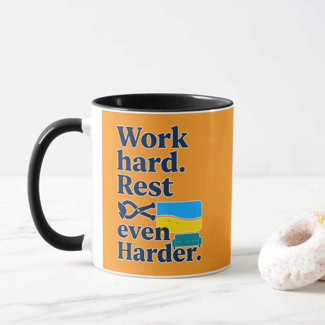 Mug Work Hard Rest Even Harder Beach Lifestyle Design (Avec donut)