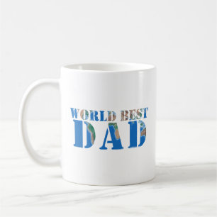 Mug World Best DAD, Elegant Nature Typographie Bleu