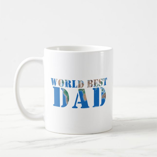 Mug World Best DAD, Elegant Nature Typographie Bleu (Gauche)