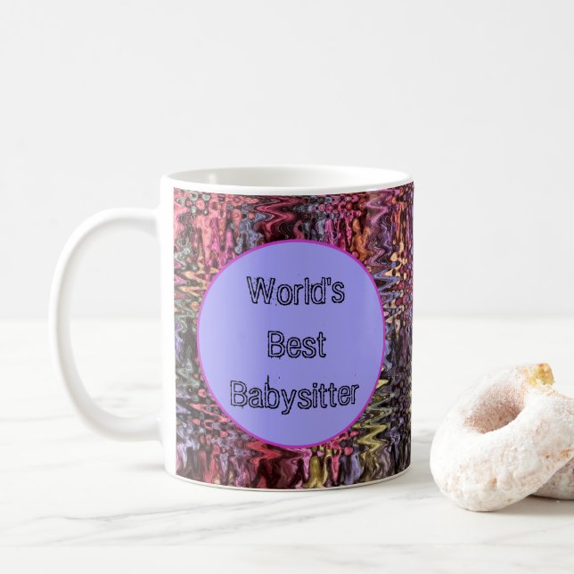 Mug Worlds Best Babysitter Bright Abstrait Merci (Avec donut)
