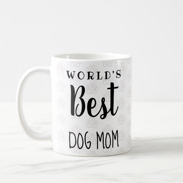 Mug World's Best Dog Mom (texte personnalisé, ajoutez  (Gauche)