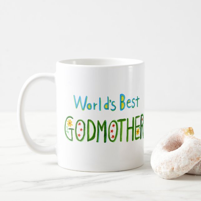 Mug World's Best Godmother Cute Fairytale style Gift  (Avec donut)