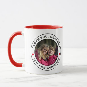 Mug Worlds Best Grandma Photo Heart Red White Black