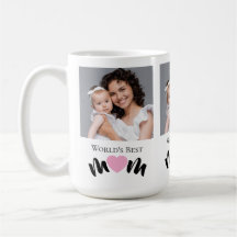 Worlds Best Mom Cute Heart White Elegant