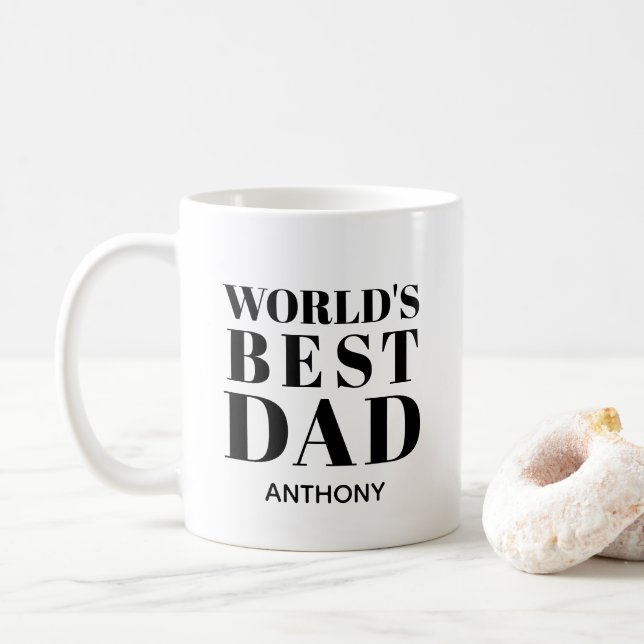 Mug Worlds Best Papa Bold Typographie personnalisée (Avec donut)