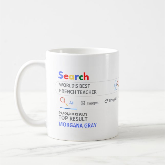 Mug WORLDS MEILLEUR ENSEIGNANT FRANÇAIS FUNNY Top Résu (Gauche)