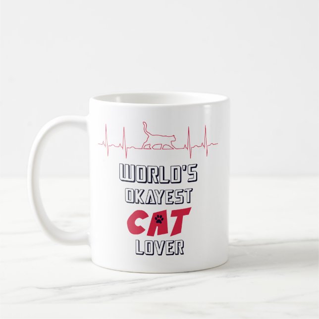 Mug World's Okayest Amoureux des chats Drôle Citation  (Gauche)