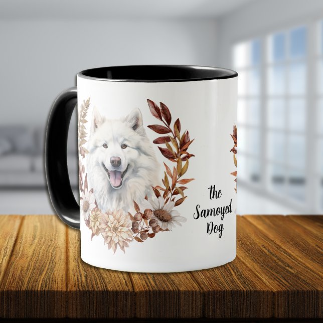Mug Wreath d'automne de chien Samoyé (Créateur téléchargé)