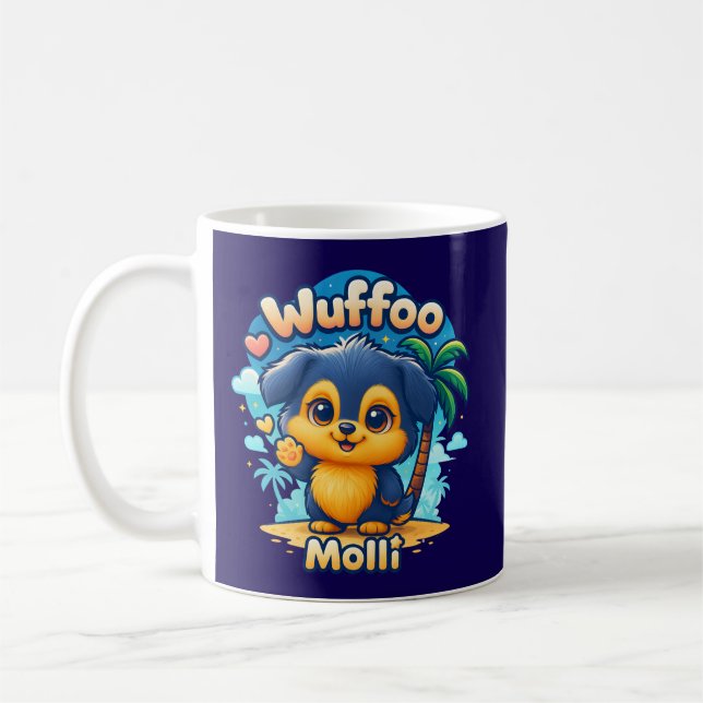 Mug Wuffoo Molli Cute Kawaii Puppy Tropical Island  (Gauche)