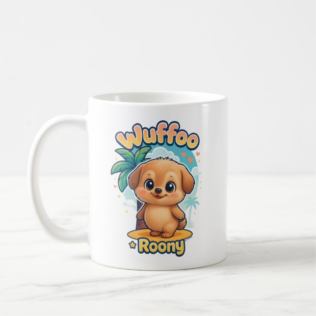 Mug Wuffoo Roony Cute Kawaii Puppy Tropical Island (Gauche)