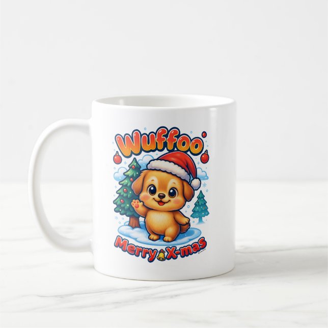 Mug Wuffoo Roony Merry X-mas Kawaii 3D Holiday (Gauche)