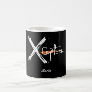 Mug X Ception Nom personnalisé noir et blanc Cool
