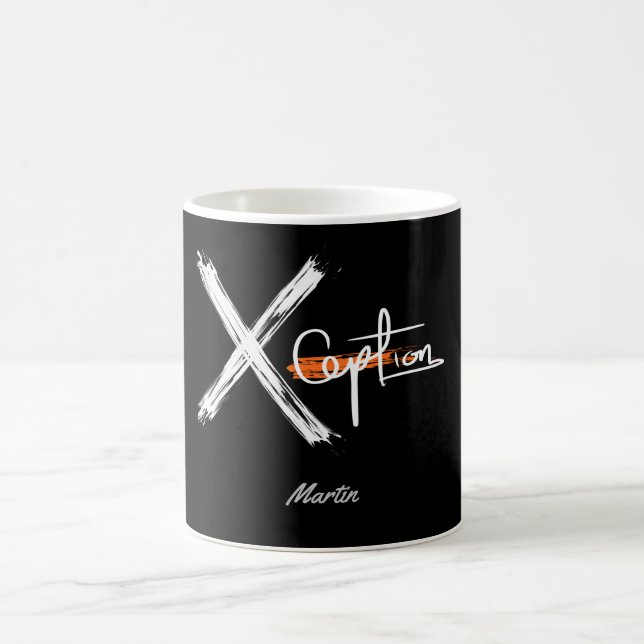 Mug X Ception | Nom personnalisé noir et blanc Cool (Centre)