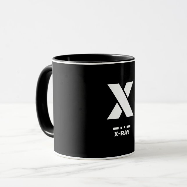 Mug X(rayons X) Alphabet phonétique et code morse de l (Devant gauche)