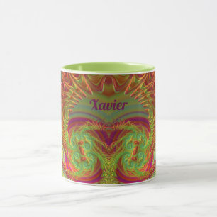 Mug XAVIER~ Zany 3D ~ Bright Orange, Yellow et Purple