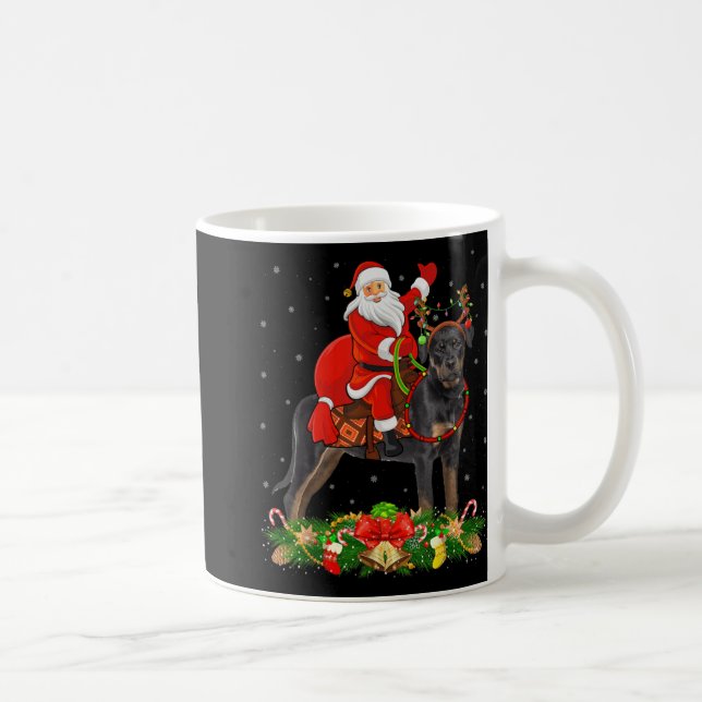 Mug Xmas Decor Funny Santa Riding Rottweiler Dog Chris (Droite)