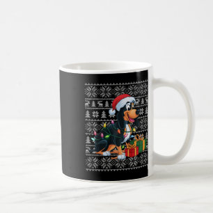 Mug Xmas Éclairage Chien Noir Et Tan Laid Père Noël