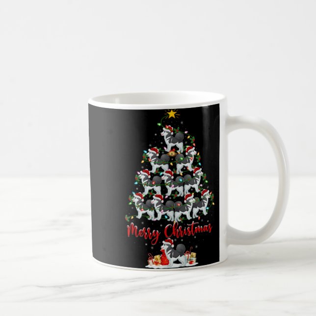 Mug Xmas Lights Santa Siberian Husky Dog Christmas Tre (Droite)