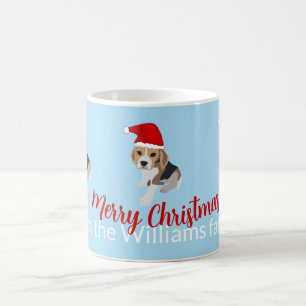 MUG XMAS PUPPER EN ROUGE SANTA HAT PERSONNALISÉ CHIEN
