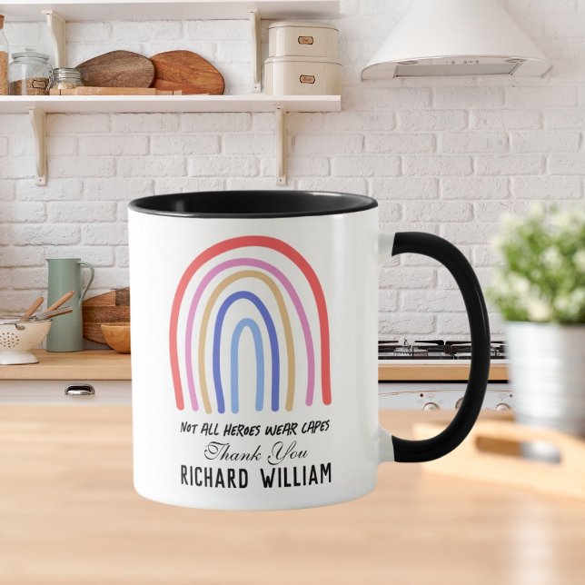 Mug Xmas Rainbow Watercolor Enseignant Merci noir (Créateur téléchargé)