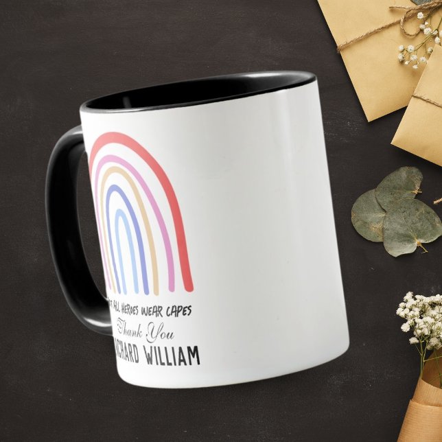 Mug Xmas Rainbow Watercolor Enseignant Merci noir (Créateur téléchargé)