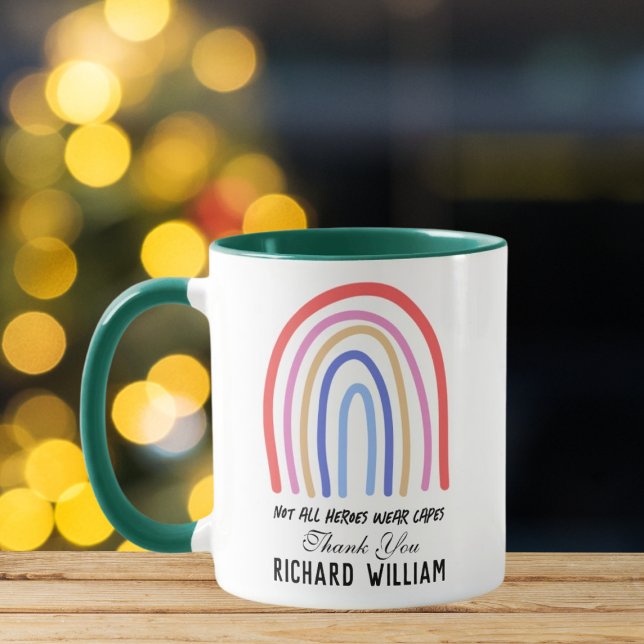 Mug Xmas Rainbow Watercolor Enseignant Merci vert (Créateur téléchargé)