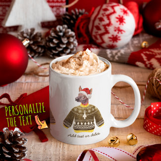 Mug Xoloitzcuintle portant un pull moche Noël amateur