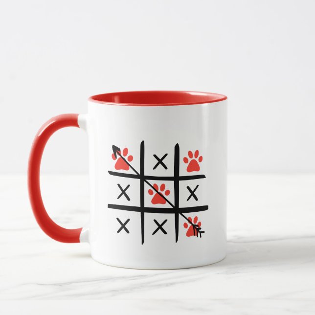Mug XOXO Cat Dog Paw Print Valentine Gift Tic Tac Toe  (Gauche)