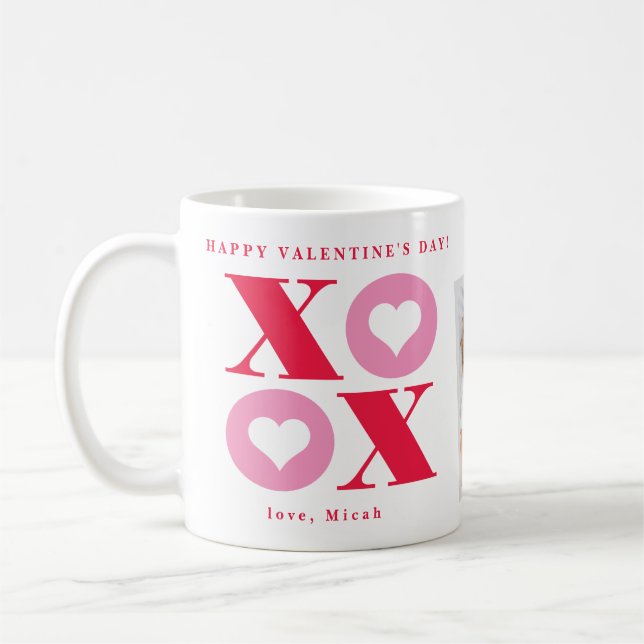 Mug Xoxo Cœur Joyeuse Saint-Valentin Deux Photo Café  (Gauche)