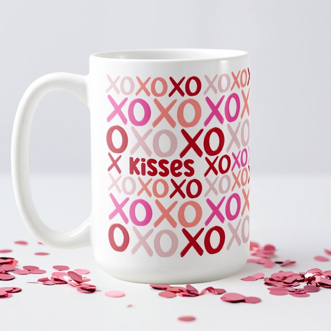 Mug XOXO Enceintes et baisers rose et rouge Cute galen (XOXO Hugs and Kisses Pink and Red Cute Galentine Coffee Mug)