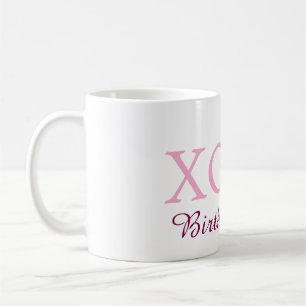 Mug Xoxo fille d'anniversaire nom rose mauve simple am