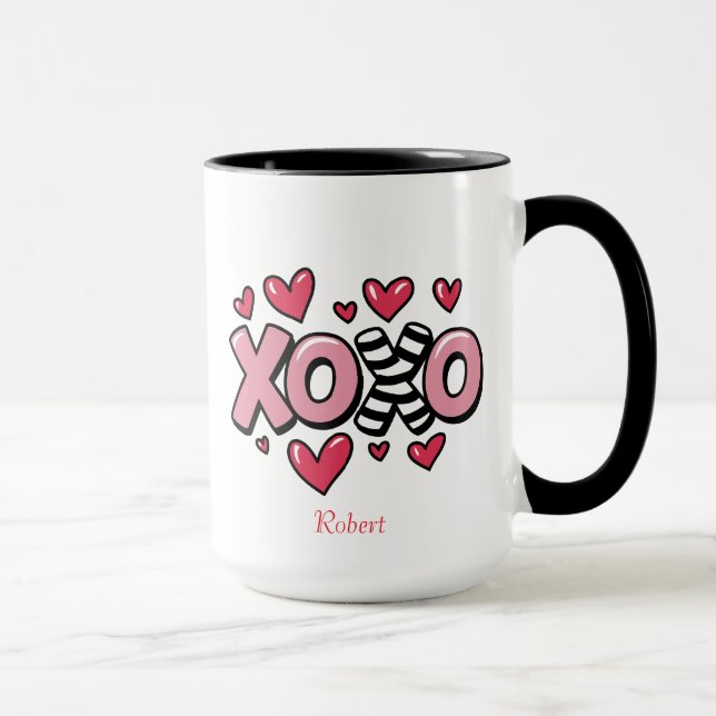 Mug XOXO joyeuse Saint-Valentin cœurs rouges mignons (Droite)