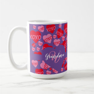 Mug XOXO Monogramme violet rose rouge Coeur accolades 