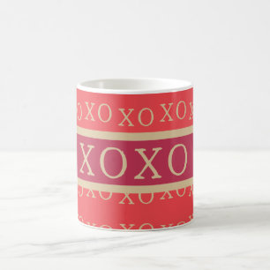 Mug XOXO   Typographie rouge or chaud rose