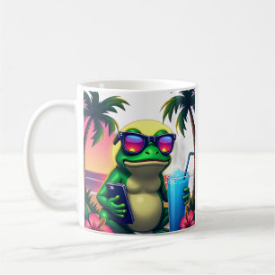Mug Y2K Grumpy Frog Vaporwave Rétro Tropical Coucher d