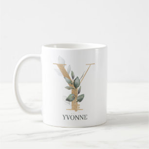 Mug Y Monogramme Floral Personnalisé
