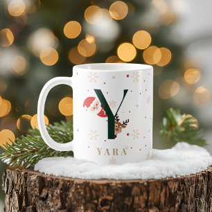 Mug Y personnalisé avec monogramme de Noël