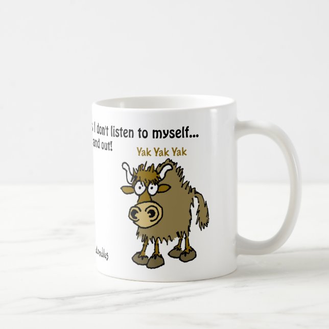 Mug Yaks de bande dessinée. Parler trop. (Droite)