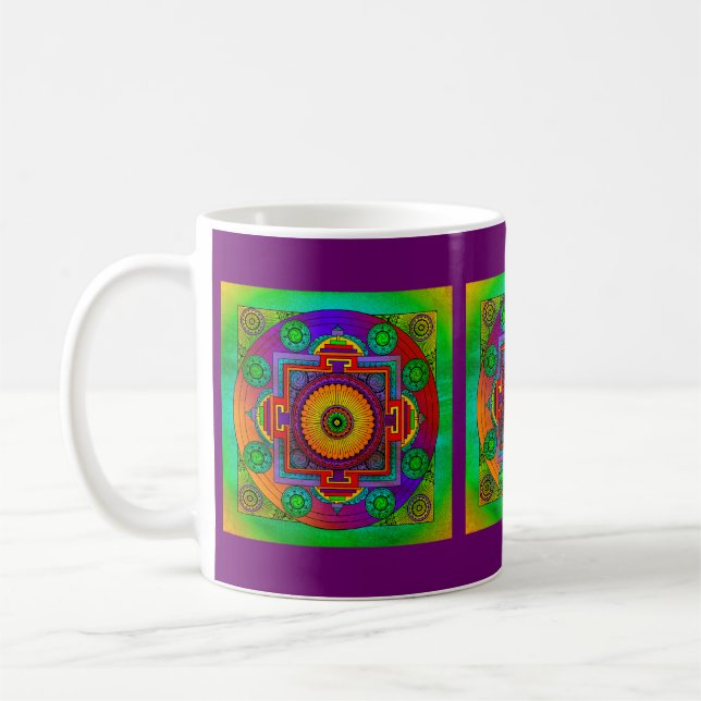 Mug YANTRA - grande roue - violet vert (Gauche)