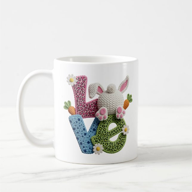 Mug Yarn Crochet Pâques Amour Mignon Fait Main Esthéti (Gauche)
