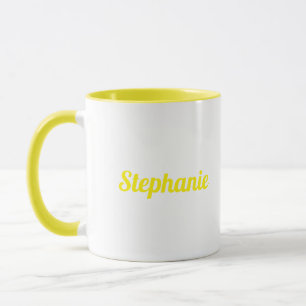 Mug Yello White Elegant Personnalisé Nom Cadeau Fête F