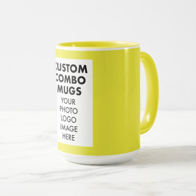 Mug Yellow 4:6 Frame Photo, Logo Large Custom Combo (Devant droit)