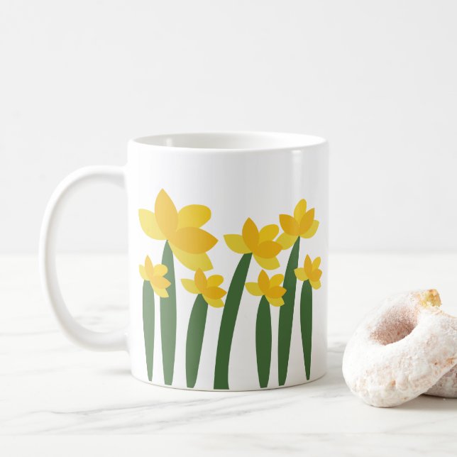 Mug Yellow Daffodil Floral Flower (Avec donut)