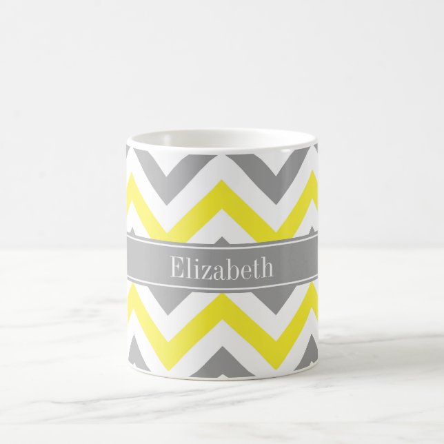 Mug Yellow Dk Gray White LG Chevron Gray Nom Monogram (Centre)