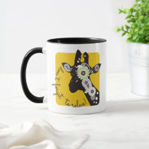 Yellow Funky Funny Paisley Giraffe Coffee